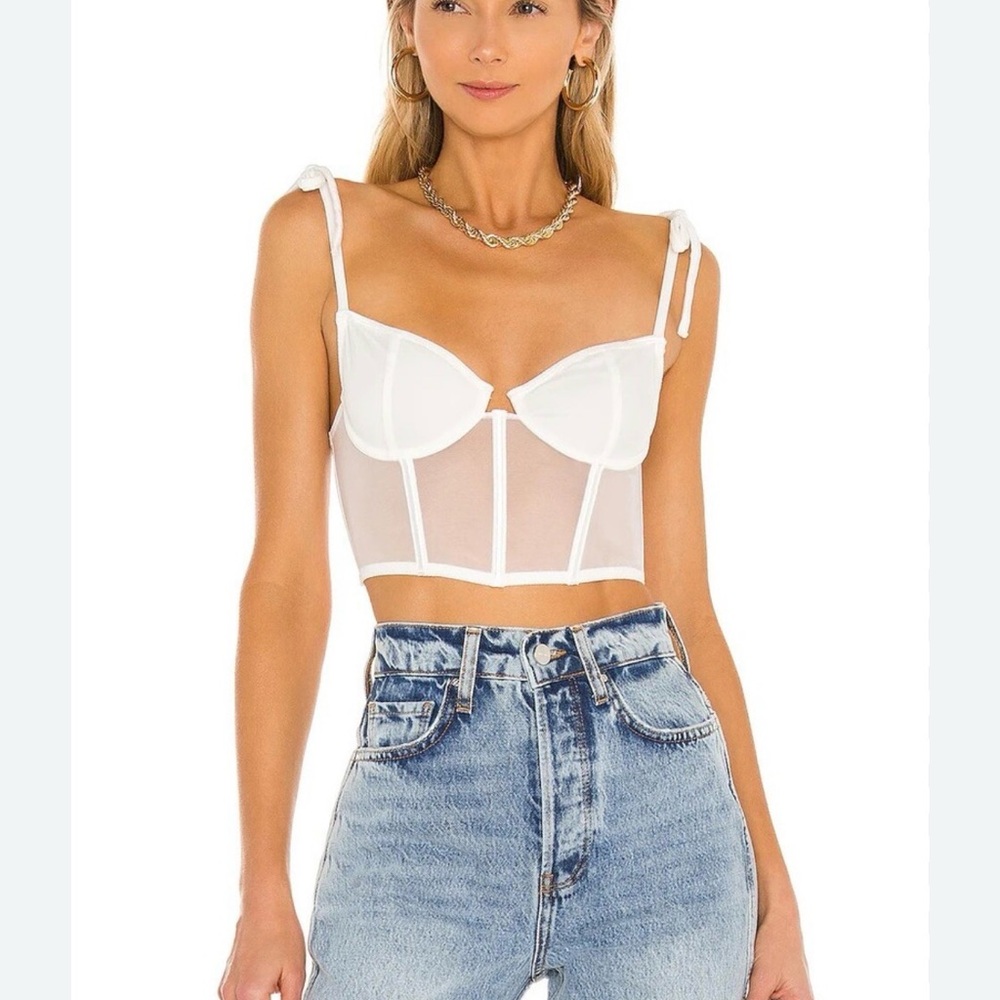 Kate the label (revolve) White Sheer Bustier Top small